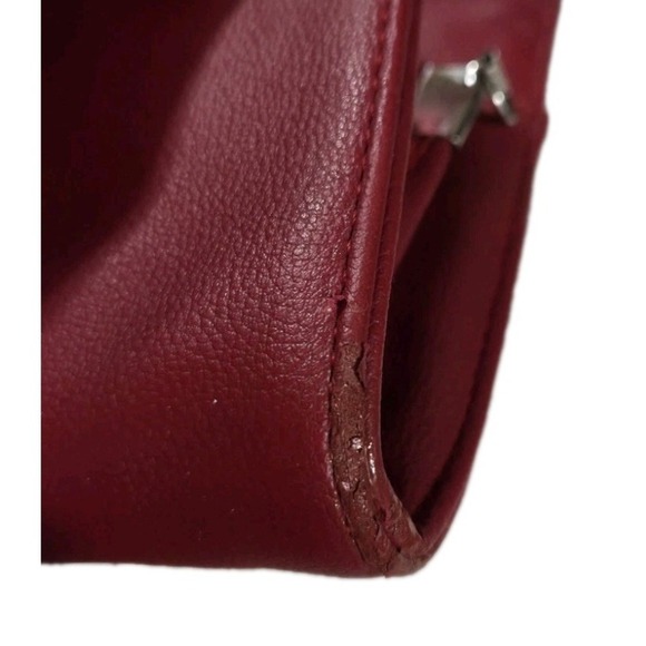 Vintage Red Leather Clutch Wallet Crossbody Bag Purse, Rhinestones - Picture 5 of 6